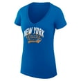 thumbnail image 2 of Women's G-III 4Her by Carl Banks Blue New York Knicks Super-Slim Fit Lightweight Filigree Logo V-Neck T-Shirt, 2 of 3