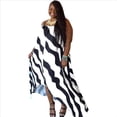 thumbnail image 2 of Women's Plus Size Wavy Hi Lo Print Maxi Dress, 2 of 7