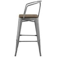 thumbnail image 4 of Bar Stool Chair Barstool, Set of 2, Wood, Metal Steel, Gunmetal Silver, Modern Contemporary Urban Design, Bar Pub Cafe Bistro Hotel Restaurant Hospitality, 4 of 5