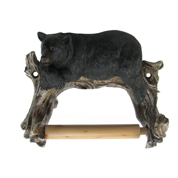 Wall Mount Lounging Black Bear TP Toilet Paper Tissue Roll Holder Bathroom Decor