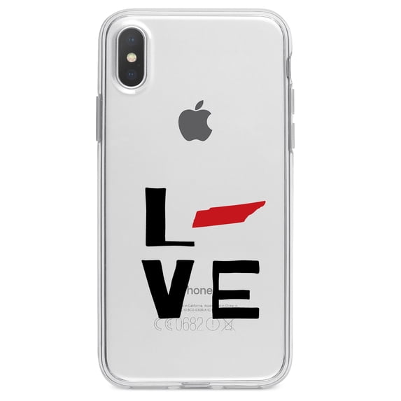 DistinctInk Clear Shockproof Hybrid Case for iPhone XR (6.1" Screen) - TPU Bumper Acrylic Back Tempered Glass Screen Protector - Tennessee - Love Black & Red
