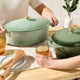 thumbnail image 6 of Best Choice Products Oval 7.5 Quart Cast-Iron Dutch Oven, Heavy-Duty w/ Enamel, Side Handles - Sage Green, 6 of 8