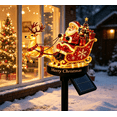 thumbnail image 2 of Solar Powered Santa & Golden Reindeer Sleigh Garden Stake Light, LED Illuminated Christmas Ornament for Lawn Backyard Porch Festive Night Display, 2 of 7