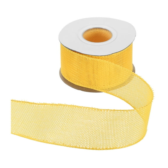 Uxcell Burlap Wired Ribbon 2" x 10 Yard Wired Edge Ribbon Woven Strap, Yellow