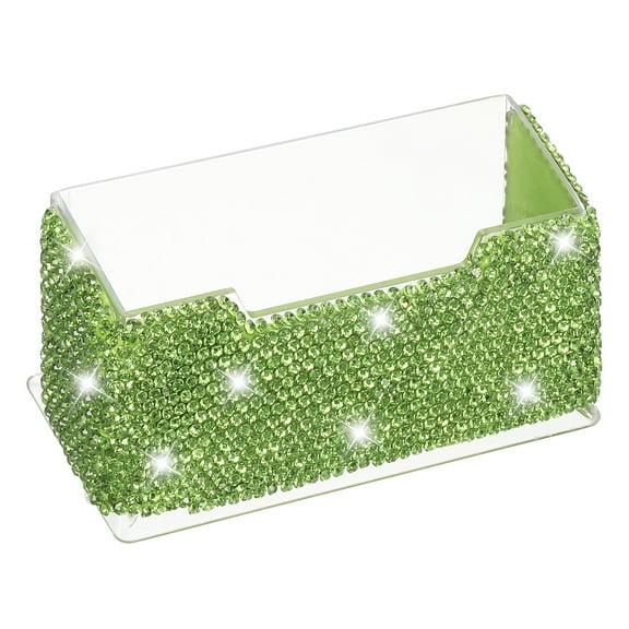 Rhinestone Business Card Holder Crystal Business Card Holders Bling Business Card Organizer Display Stand for Desktop Desk Office Exhibition, Green