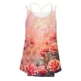thumbnail image 5 of Cagogo Women Spaghetti Strap Sleeveless Pleated Tank Tops Under $5 Athletic Floral Printed Scoop Neck Flowy Camis Tshirt Dressy Casual Summer Basic T Shirts, 5 of 6