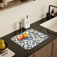 thumbnail image 5 of Yayeee Dish Drying Mat for Kitchen Counter 16" x 18" Microfiber Super Absorbent Coffee Decorative Pad, Blue Floral, 5 of 9