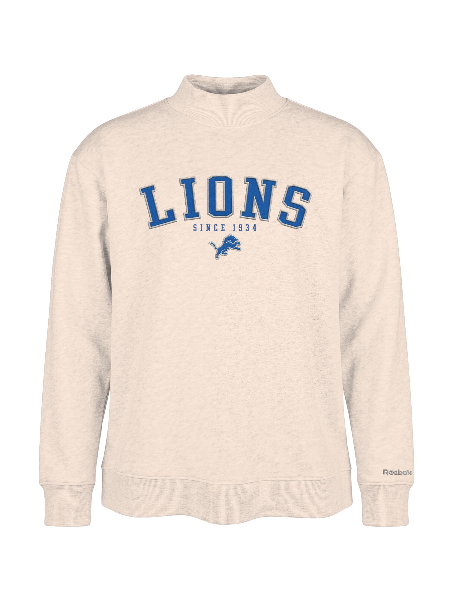 Detroit Lions Reebok Womens Oat Mock Neck Oversized Tunic Sweatshirt