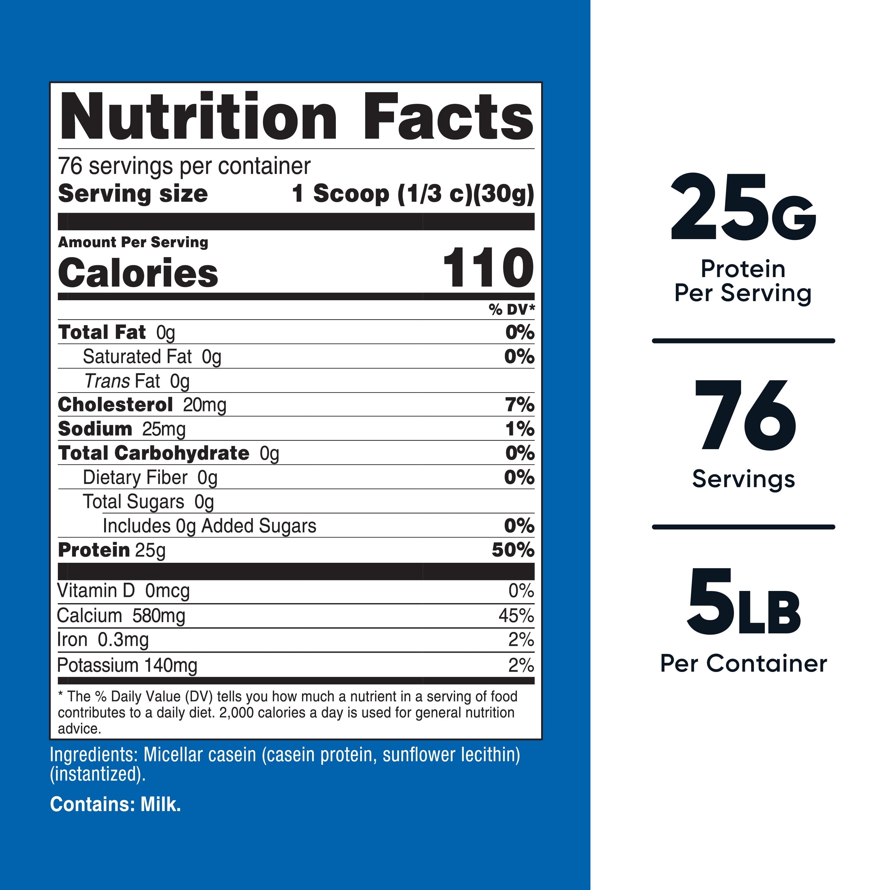 Nutricost Casein Protein Powder 5lb (Unflavored) - Micellar Casein