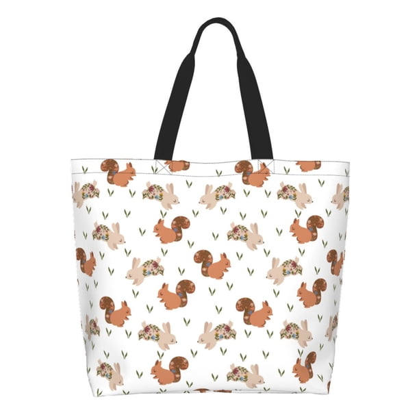 Easygdp Rabbit And Squirrel Bolsas Tote para Mujer, Bolsos de Hombro para Viaje, Bolsos de Mano de Gran Capacidad para Compras y Trabajo