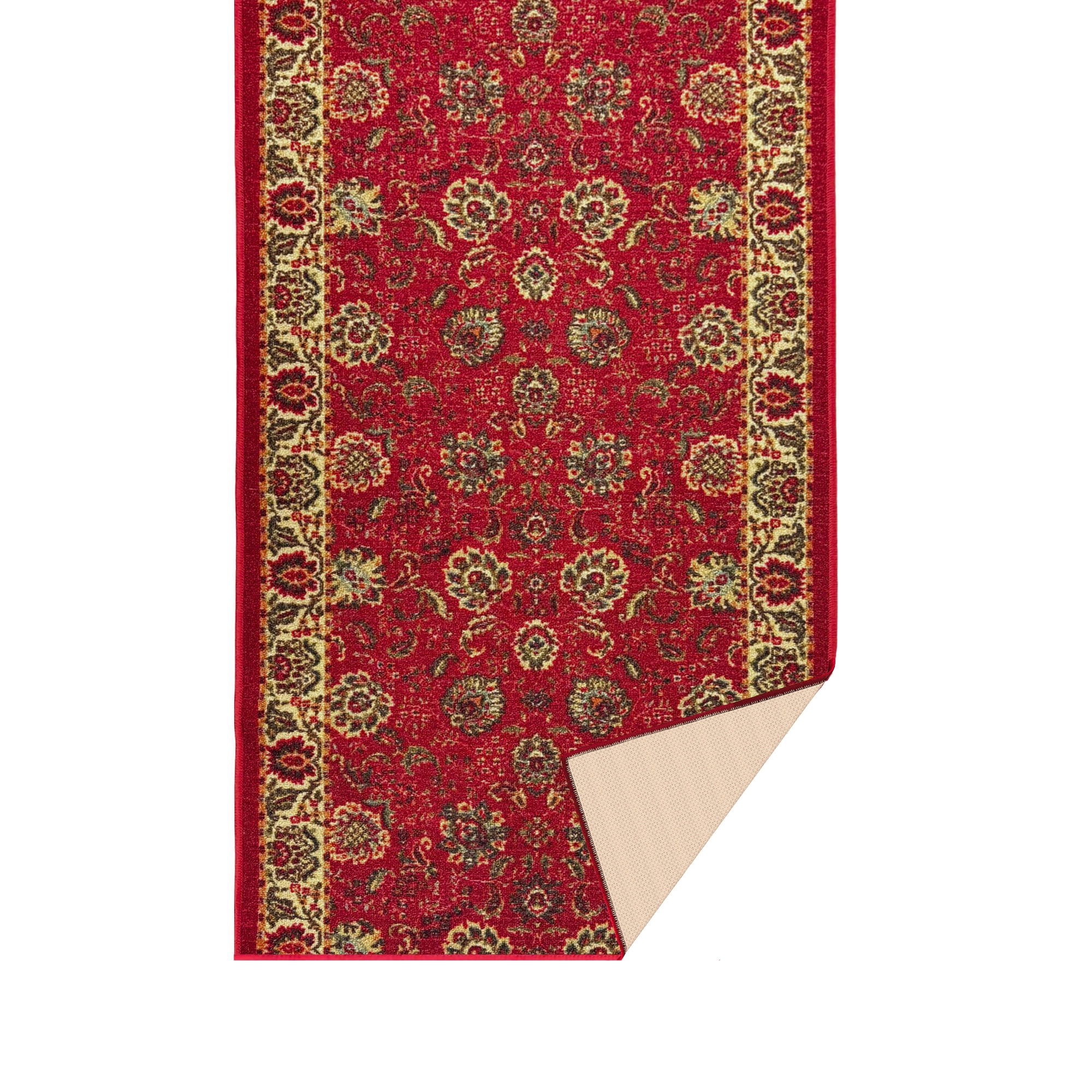 Ottomanson Extra Long Runner Rug 2'7" x 47' – Non-Slip Low Pile Hallway Carpet, Oriental Red