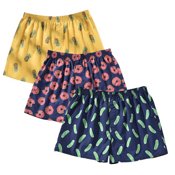 Calzoncillos tipo bóxer CINVIK, divertido tejido de algodón suave con estampado de piña