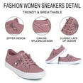 thumbnail image 4 of JENN ARDOR Women's Fashion Sneakers Classic Canvas Shoes Slip On Low Top Lace Up Casual Flats Perforated Lightweight Splicing Zipper Shoes, 4 of 9