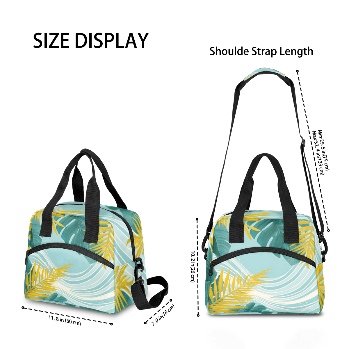 Herdesigns Plam Tree Leaf Insulated Lunch Bag for Women Men Adults Large Reusable Lunch Box Beach Leakproof Cooler Tote Bags with Adjustable Shoulder Strap