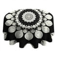 thumbnail image 4 of Black White Tie Dye Mandala Pattern Round Tablecloth 60"x60",Wrinkle Wipeable Table Cloth for Kitchen Dining Room Picnic Patio Party, 4 of 6