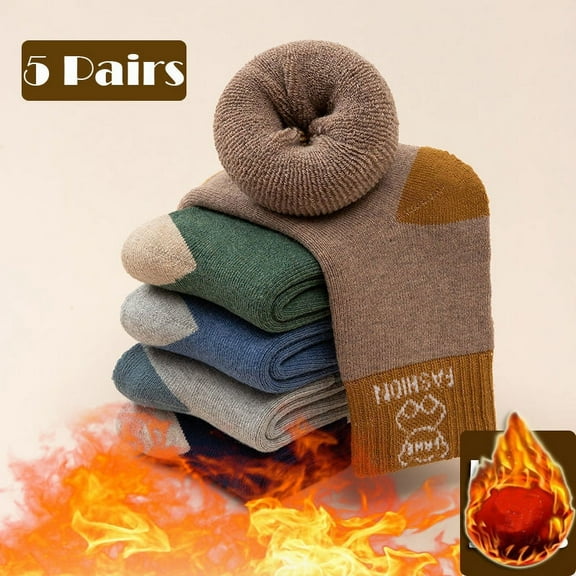 Children Winter Socks Boys Girls Socks 5 Pairs Warm Cotton Solid Socks Kids Thicken Sock boys dinosaurs 9-14 years old