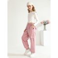 thumbnail image 6 of Usaibhir Girls Cargo Pants Casual Drawstring Jogger Sportswear Parachute Pants 7-14T, 6 of 8