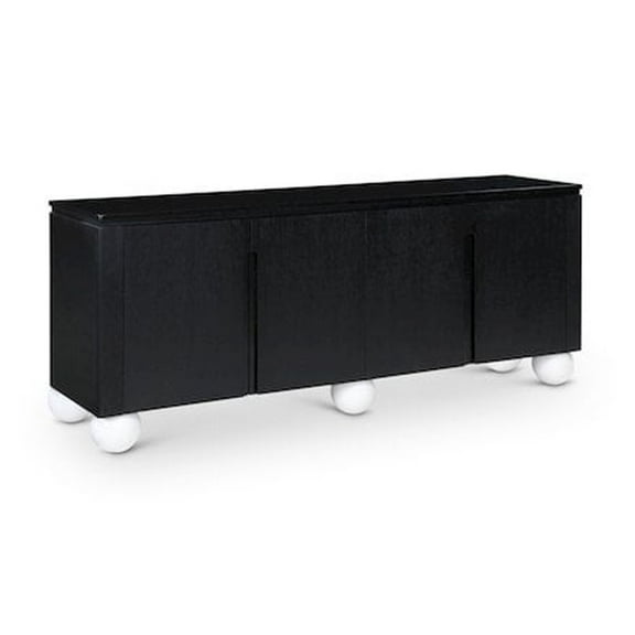 Meridian Furniture Cardiff Black Wood Veneer and White Laquer Sideboard/Buffet