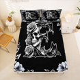 thumbnail image 5 of Homewish Hipple Skull Monogram E Bed Sheets,Spooky Halloween Flowers Full Size Sheets,Black White,4-Piece,1 Flat Sheet, 1 Fitted Sheet and 2 Pillowcases, 5 of 6