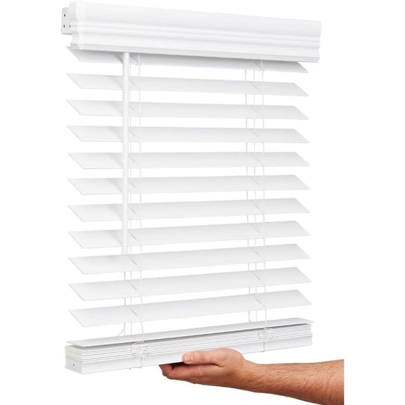 Cordless, 2 Inch Faux Wood Blind, Window Blinds, Blinds & Shades, Blinds for Indoor Windows, Smooth, 83" x 60", Bright White