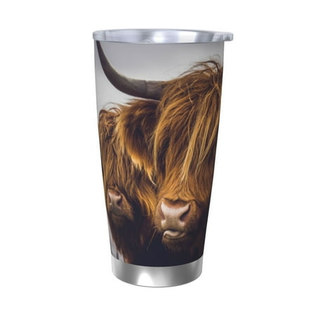 

Lukts Portrait Of Cow With Its Baby Cow for 20OZ Car Cup Stainless Steel Direct Drinking Straw Thermos Cup Suitable for Office Travel and Car-Without Straw