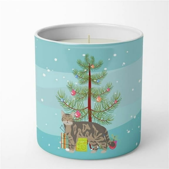Carolines Treasures CK4556CDL 3.75 x 3.25 in. Unisex American Wirehair No.1 Cat Merry Christmas 10 oz Decorative Soy Candle
