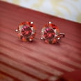 thumbnail image 5 of Gem Stone King 18K White Gold Martini Setting Stud Earrings for Women Men Round Red Moissanite (2.00 Cttw), 5 of 5