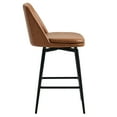 thumbnail image 4 of CHITA 27 inch Counter Height Swivel Bar Stools Low Back Set of 2, Metal Base, Faux Leather in Saddle Brown, 4 of 10