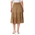 thumbnail image 3 of INSPIRE CHIC Tiered A-Line Skirt for Women's Lace Up Elastic Waist Swing  Flare Midi Skirt XS Khaki, 3 of 6