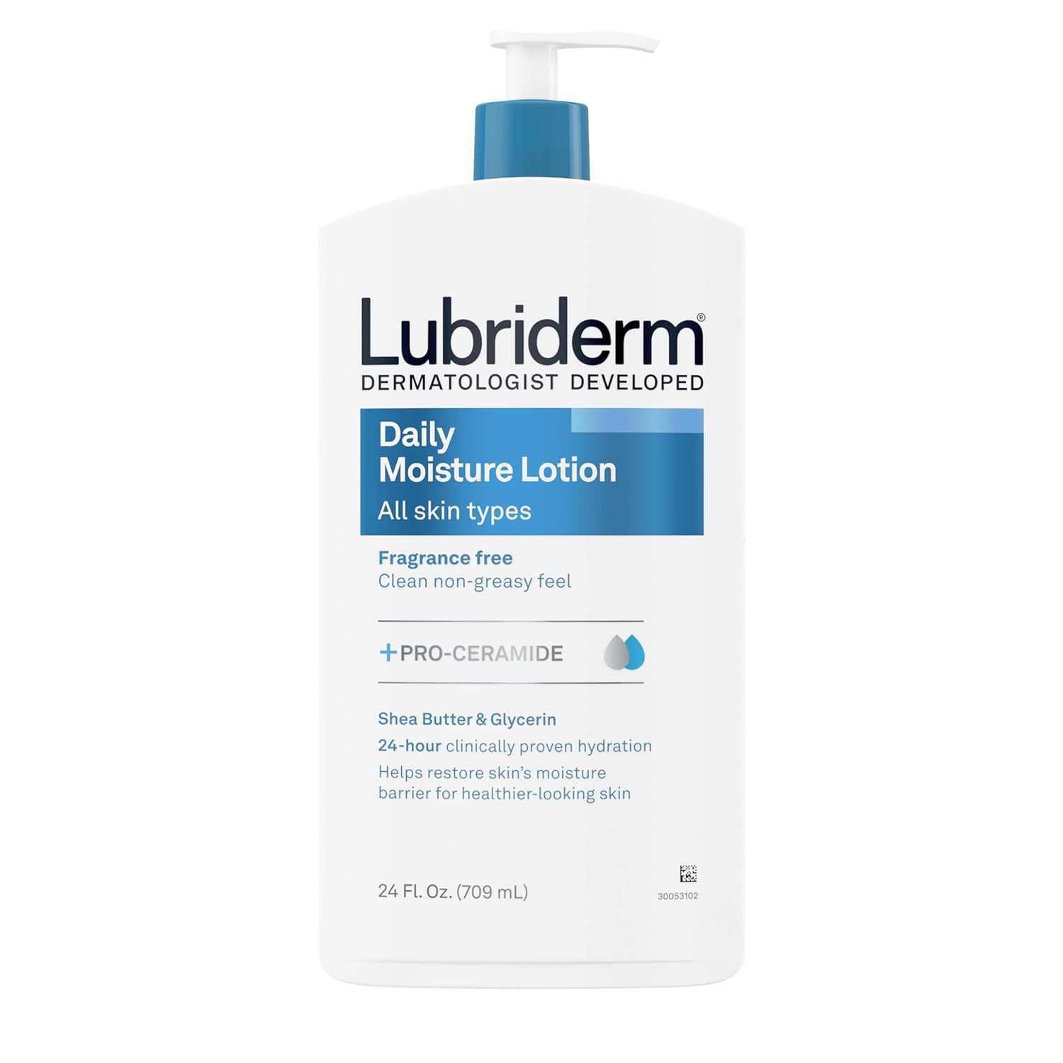 Lubriderm Daily Moisture Body Lotion, Fragrance-Free, with Vitamin B5 for Dry Skin Relief, 24 oz, 2 Pack