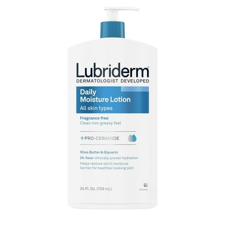 Lubriderm Daily Moisture Body Lotion, Fragrance-Free, with Vitamin B5 for Dry Skin Relief, 24 oz, 2 Pack