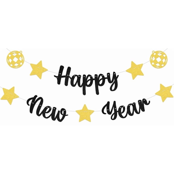 Happy New Year Banner - New Years Eve Party Decorations