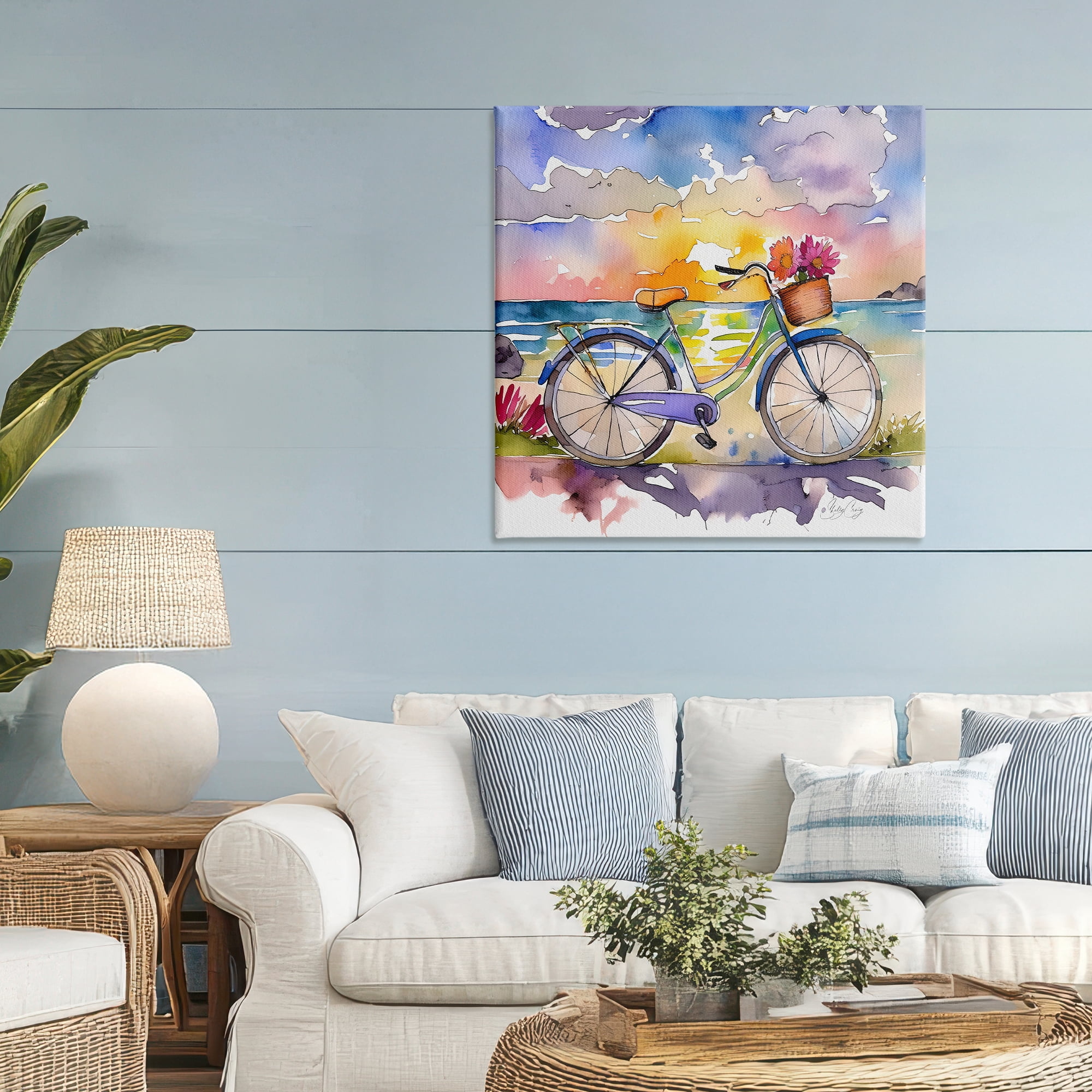 Stupell Industries Bicycle By The Seaside Canvas Wall Art, design by Shelly Craig