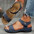 thumbnail image 4 of Orthopedic Sandals for Women Open Toe Rhinestone Band Slingabck Platform Wedges Breathable Footbed Arch Support Antislip Walking Shoes Blue Size 5.5, 4 of 6