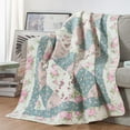 thumbnail image 2 of Chezmoi Collection Gayle 1-Piece Cotton Patchwork Quilted Throw - Vintage Washed Floral, Soft Breathable Reversible Quilt for All Seasons. Throw Blanket, 2 of 9