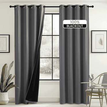 NICETOWN 100% Blackout Curtains, 2 Panels, Thermal Insulated Full Blackout 2-Layer Lined Drapes, Grommet Energy Efficiency Window Draperies for Bedroom Living Room