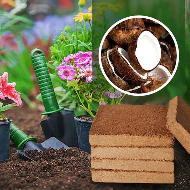 Fridja Summer Savings Coconuts Fiber Coir Brick, Compressed Coconuts Coir Brick, High Expansion, Peat Moss Mix for Flower Cultivation Vegetable Planting, Pack of 1