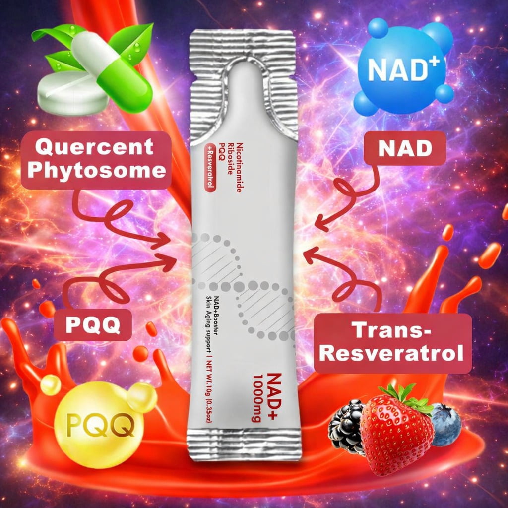 NAD+ Capsules & NAD Liquid Drink Mix Combo, Nicotinamide Adenine Dinucleotide Booster with NMN Alternative, Resveratrol & Vitamin B3, Cellular Energy & Healthy Aging, Pack 3