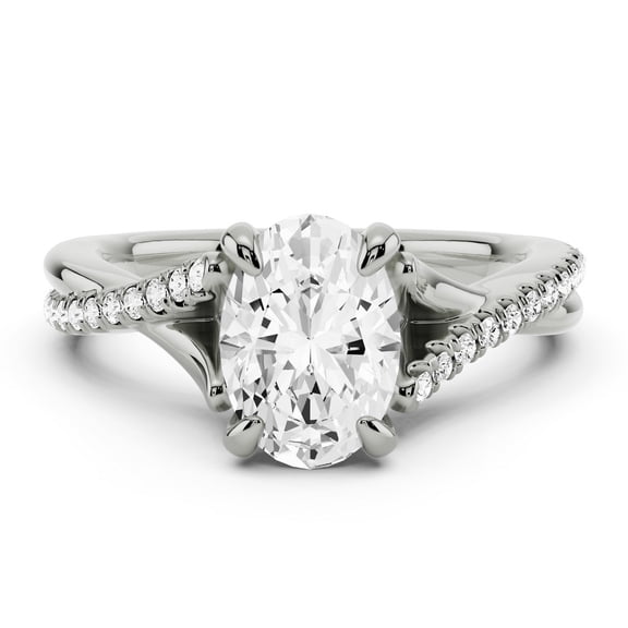 Lina Jewel 2.02 Ct Oval Cut Lab-Created Simulated Diamond Ring for Women's - Eternity Bypass Engagement Wedding Rings for Women's - 14K White Gold Plated Anniversary Gifts for Her - Prong Setting