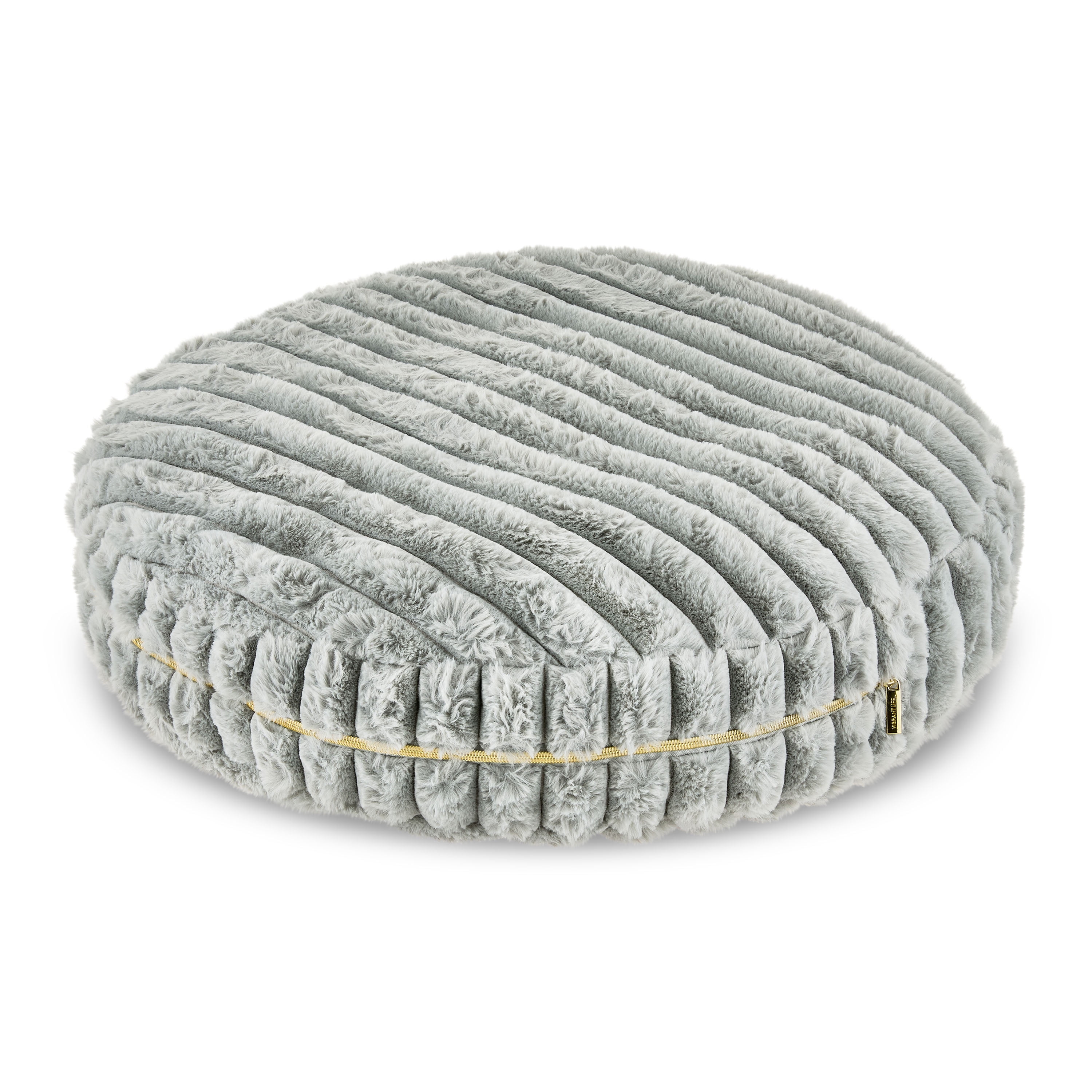 Vibrant Life Medium Round Ribbed Orthopedic Dog Bed, Gray, 24"