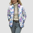thumbnail image 5 of felwors Women's Quilted Coat with Plaid Print, Stand Collar Lightweight Outerwear for Fall Winter Light Purple, S, 5 of 8