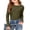 Army Green, variant on Girls Long Sleeve Shirts size 6 Crewneck Stretchy Slim Fit Tops Ribbed Knit Casual Tee Shirt 3-14 Years