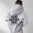thumbnail image 2 of Shirts for Women Dressy Casual Plus Winter Fall Comfy Hooded Long-sleeved Cap One Shoulder Hoody Graphic Leisure Cotton Hoodies Sweatshirts(Light Gray,XXL), 2 of 6