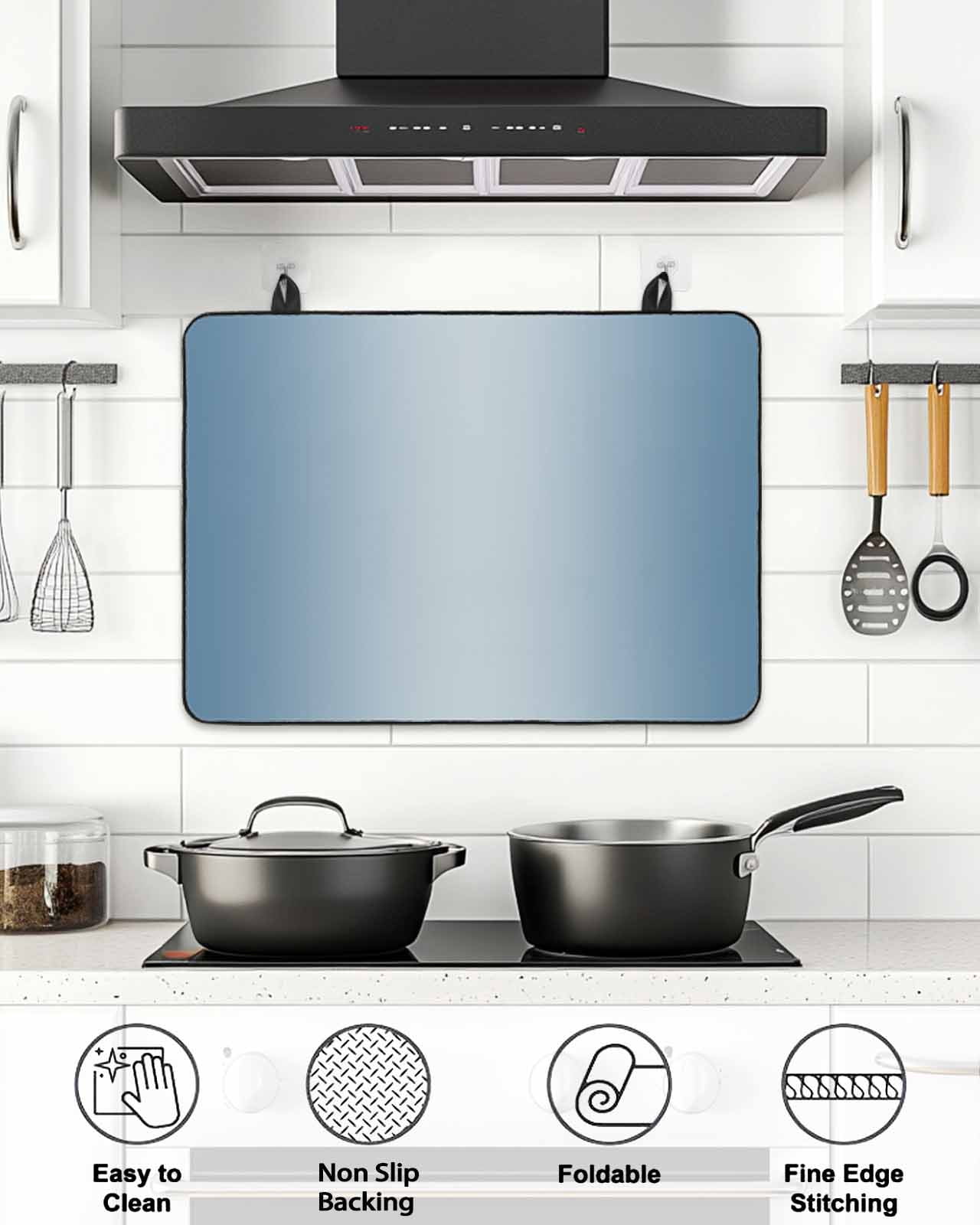 Stove Top Covers for Electric Stove, Blue Ombre Glass Stovetop Cover Protector, Modern Gradient Abstract Art Induction Cooktop Protector Oven Mat for Kitchen Countertop 24"x21"