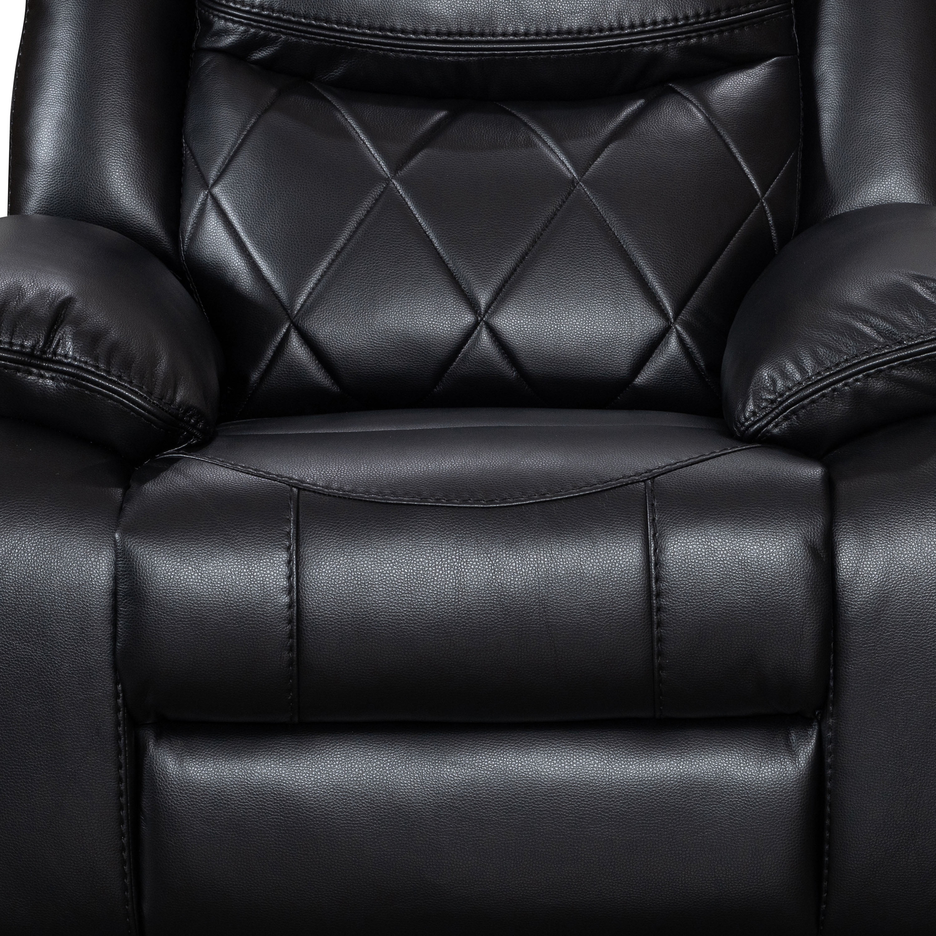 Contemporary Plush Velvet-Like Upholstered Power Reclining Chair, Black