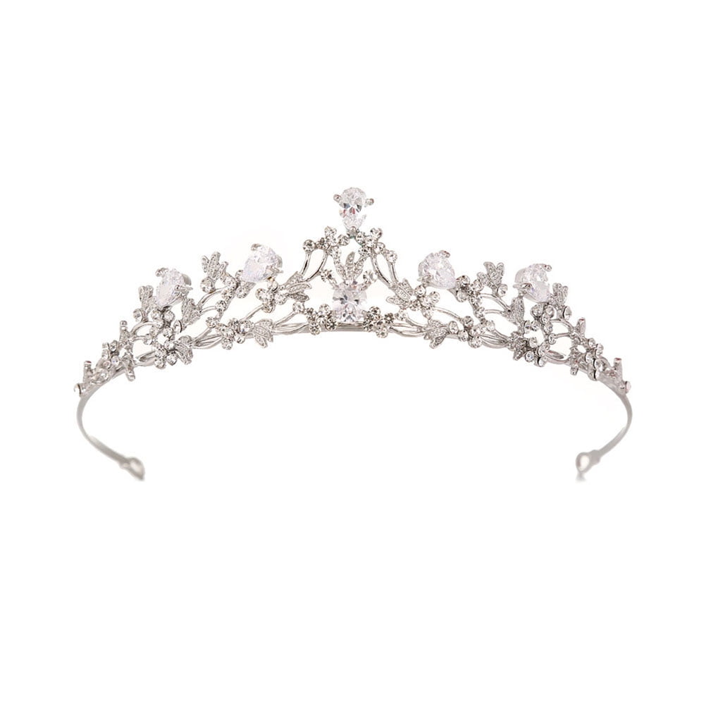 Wedding Rhinestone Bridal Tiara Headdress Silver Hair Hoop Hairpieces