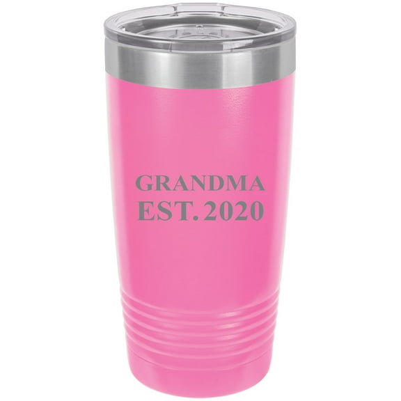 Grandma Established EST. 2020 Stainless Steel Engraved Insulated Tumbler 20 Oz Travel Coffee Mug, Pink