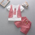 thumbnail image 1 of Ensemble pour Bébé Haut Rayé et Short Vêtements Tenue d'Été pour Garçon Ensemble Tenue d'Été pour Garçon, Rouge, 80 cm, 1 of 7