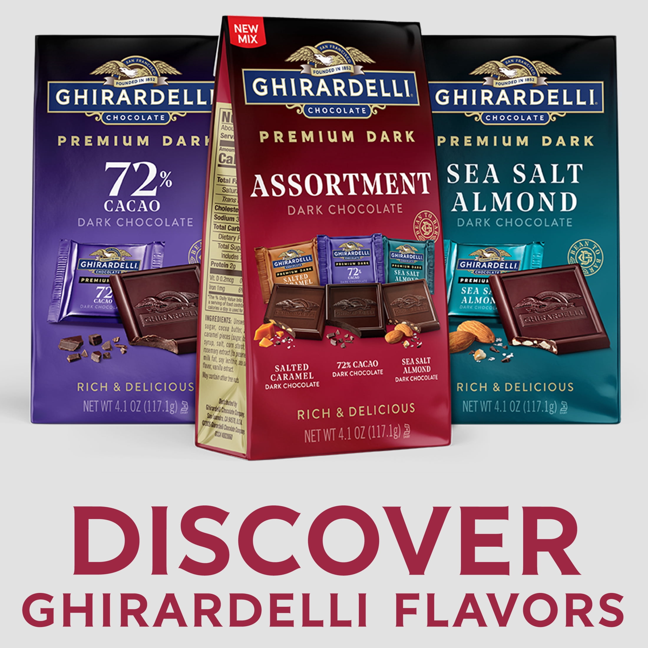 GHIRARDELLI PREMIUM DARK Chocolate SQUARES Assortment, 4.1 oz Bag