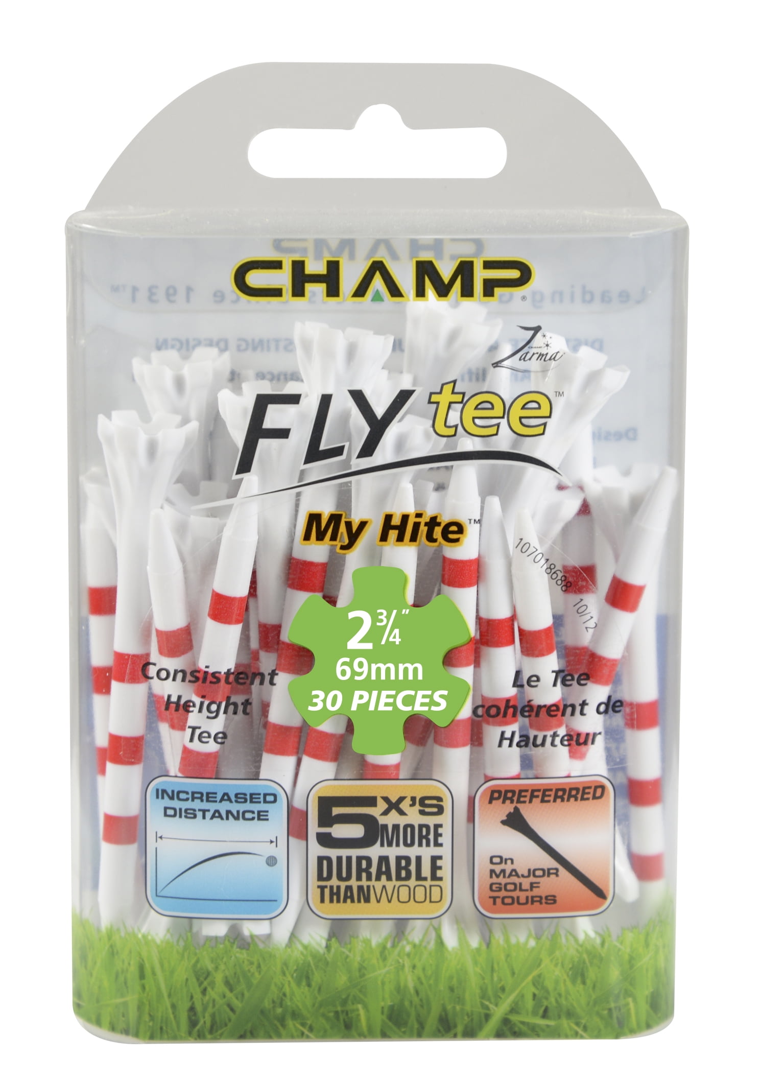 2-3/4' 30 Pack FlyTee, My Hite White, Striped Red